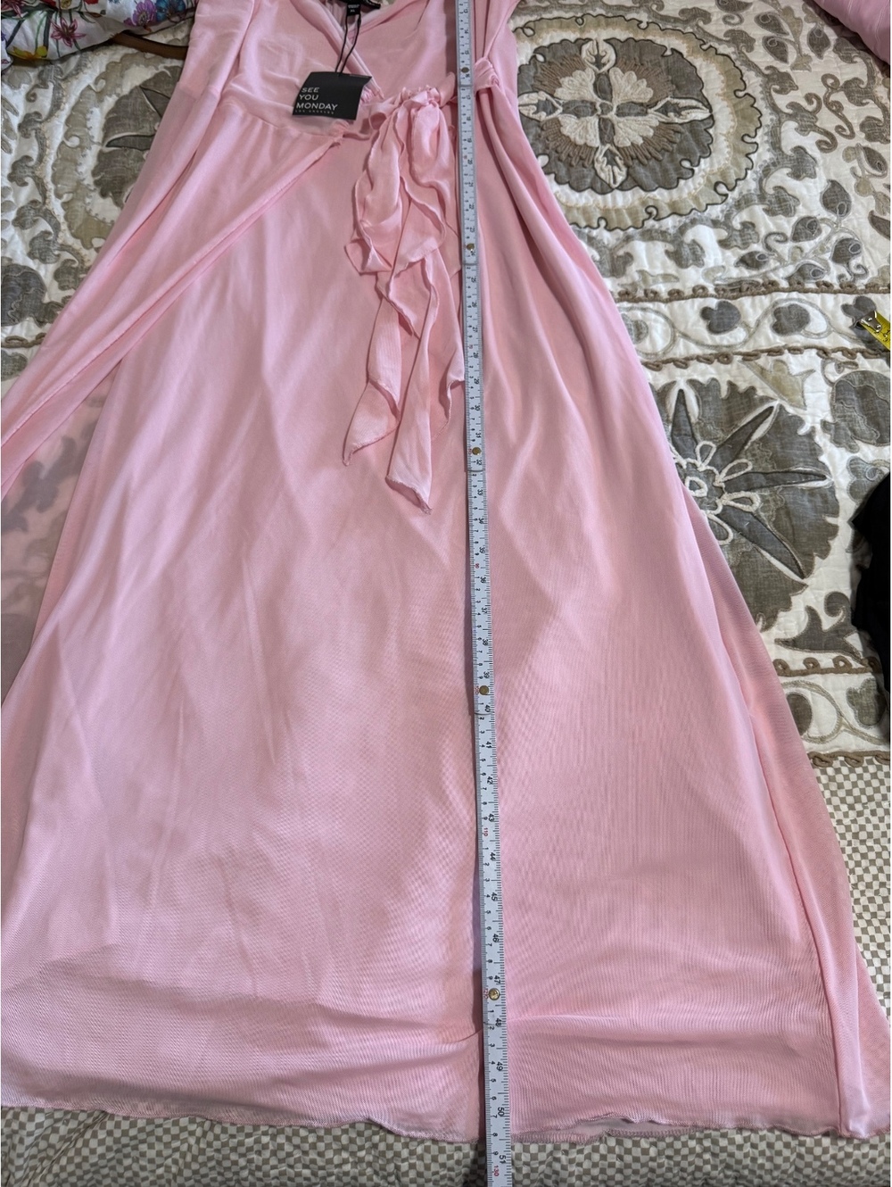 See You Monday Women’s Pink Wrap Maxi Dress Size XL-L NWT - Picture 7 of 8